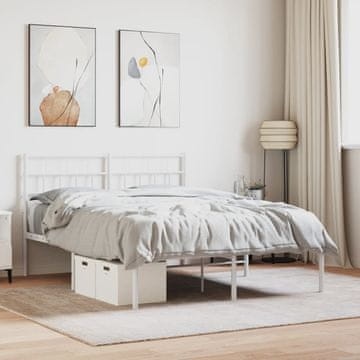 Vidaxl Metalni okvir kreveta s uzglavljem bijeli 150x200 cm