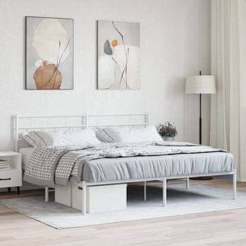 Vidaxl Metalni okvir kreveta s uzglavljem bijeli 180x200 cm