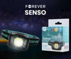 Forever SENSO LED naglavna svjetiljka, 3W, 270 lumena, punjiva baterija, senzor pokreta, IP64
