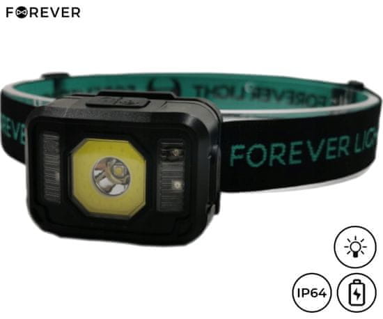 Forever SENSO LED naglavna svjetiljka, 3W, 270 lumena, punjiva baterija, senzor pokreta, IP64