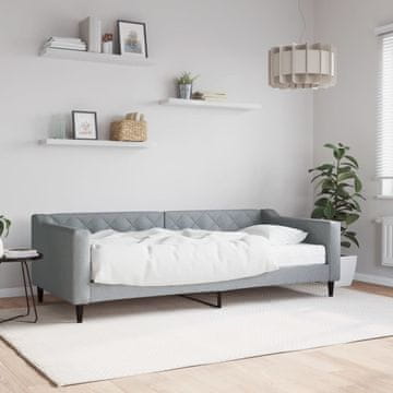 Vidaxl Kauč na razvlačenje s madracem, svijetlosiva, 90x200 cm, tkanina