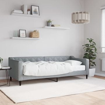 Vidaxl Kauč na razvlačenje s madracem, svijetlosiva, 80x200 cm, tkanina