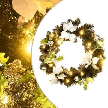 Vidaxl Božićni vijenac s LED svjetlima, crni, 60 cm, PVC