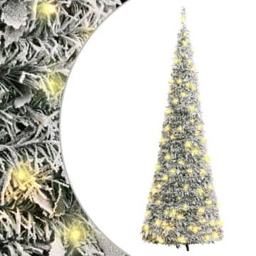 Vidaxl Umjetno božićno drvce za pomicanje, prekriveno snijegom, 100 LED dioda, 150 cm