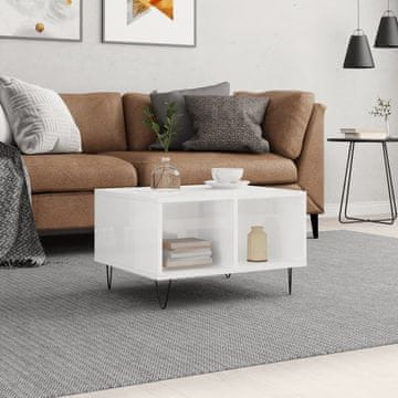 Vidaxl Klub stolić visoki sjaj bijeli 60x50x36,5 cm