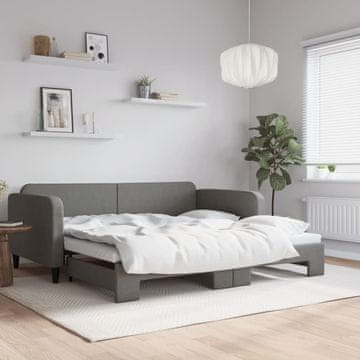Vidaxl Raztegljiva sofa, tamnosiva, 90x190 cm, tkanina