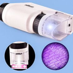 Netscroll Prijenosni dječji mikroskop s LED svjetlom, 60x–120x povećanje, edukativna igračka za istraživanje prirode i učenje kod kuće, idealno božićno darilo, MicroscopeKit