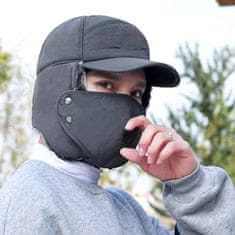 Netscroll Topla zimska kapa s šiltom, vodootporna, sa skidivom maskom i ušnim preklopima, za skijanje, lov i bicikliranje, WarmCap