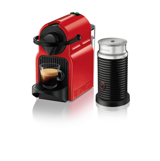 Nespresso Inissia aparat za kavu + Aeroccino, crvena