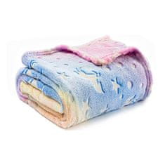 Netscroll Svjetleća dječja dekica s motivom samoroga, dekica koja svijetli u mraku, mekana i topla, poklon za djevojčice, 150x100 cm, idealna za poklon, LuminousBlanket