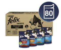 Felix hrana za mačke Fantasticz govedina, piletina, tuna, bakalar u želeu, 80 x 85 g