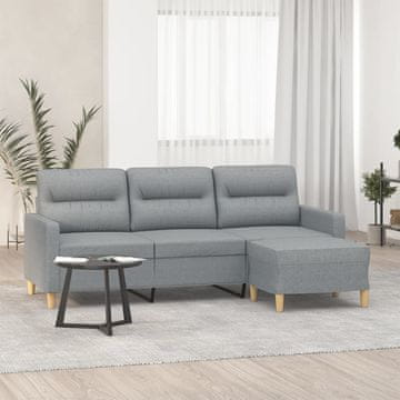 Vidaxl Trosjed s tabureom, svijetlosiva, 180 cm, tkanina