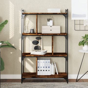 Vidaxl Biblioteka s 4 etaže, dimljena hrastovina, 76x32x123 cm