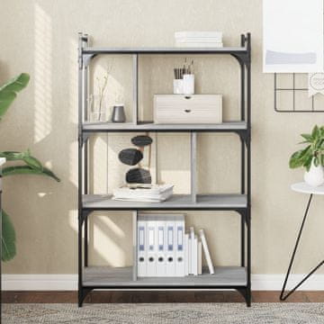 Vidaxl Polica za knjige s 4 razine, siva boja hrasta Sonoma, 76 x 32 x 123 cm
