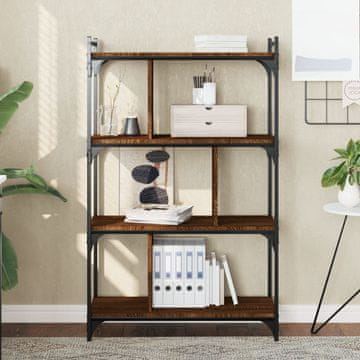 Vidaxl Polica za knjige s 4 etaže, smeđa hrastovina, 76x32x123 cm