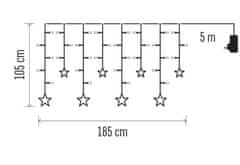 EMOS DCGW12 LED božićna zavjesa - zvijezde, 185 x 105 cm, topla bijela