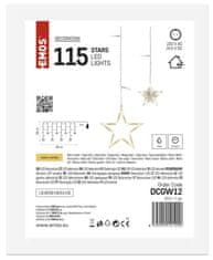 EMOS DCGW12 LED božićna zavjesa - zvijezde, 185 x 105 cm, topla bijela