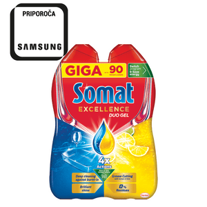  Somat Excellence Duo gel za pranje posuđa, limun, 2 x 810 ml