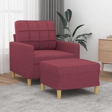 Vidaxl Fotelja s podnožjem, vinsko crvena, 60 cm, presvučena tkaninom