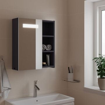 Vidaxl Kupaonski ormarić s ogledalom i LED svjetlom, sivi, 45x13x52 cm