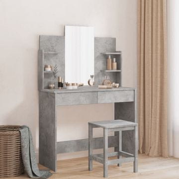 Vidaxl Toaletni stolić s ogledalom, betonsko siva, 96x39x142 cm