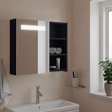 Vidaxl Kupaonski ormarić s ogledalom i LED svjetlom, sivi, 60x13x52 cm