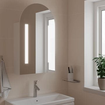 Vidaxl Lučni kupaonski ormarić s ogledalom i LED svjetlom, bijeli, 42x13x70 cm