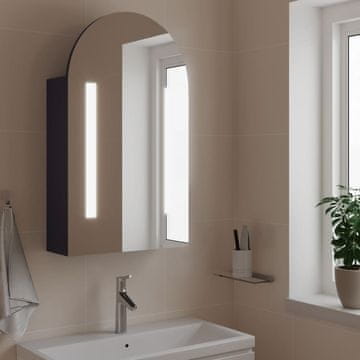 Vidaxl Lučni kupaonski ormarić s ogledalom i LED svjetlima, sivi, 42x13x70 cm