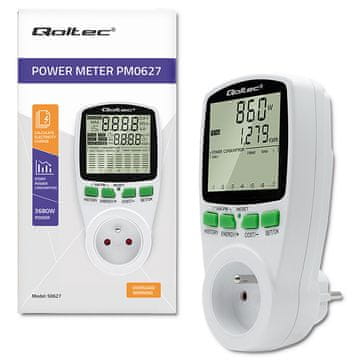 Qoltec Qoltec Watomjer mjerač potrošnje energije PM0627 s poviješću mjerenja | 3680W | 16A | LCD