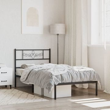 Vidaxl Metalni okvir kreveta s uzglavljem crni 90x200 cm