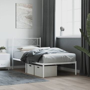 Vidaxl Metalni okvir kreveta s uzglavljem bijeli 80x200 cm