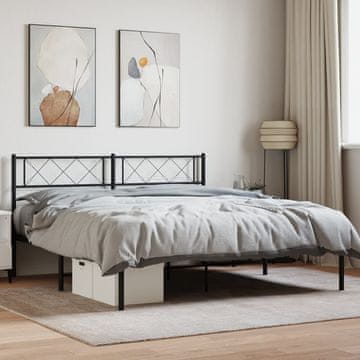 Vidaxl Metalni okvir kreveta s uzglavljem crni 140x200 cm