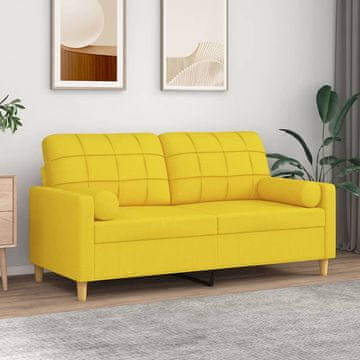 Vidaxl Dvosjed s jastucima, svijetložuta, 140 cm, tkanina