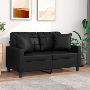 Vidaxl Dvosjed s jastucima, crna, 120 cm, umjetna koža