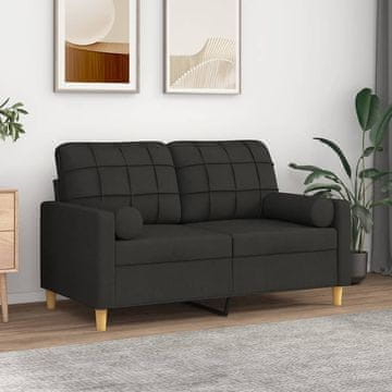 Vidaxl Dvosjed s jastucima, crna, 120 cm, tkanina