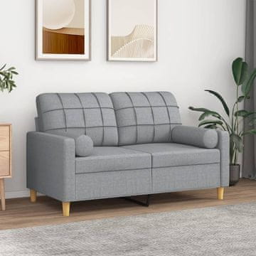Vidaxl Dvosjed s jastucima, svijetlosiva, 120 cm, tkanina