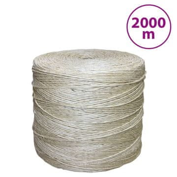 Vidaxl Uže, 100% sisal, 3 mm, 2000 m