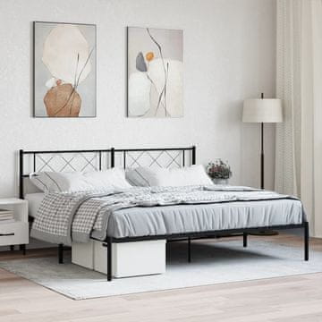 Vidaxl Metalni okvir kreveta s uzglavljem crni 193x203 cm
