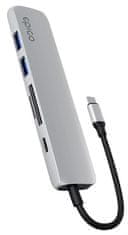 EPICO USB-C priključna stanica, HDMI 8K, 6-u-1, srebrna