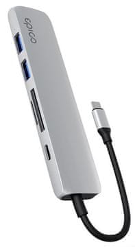 EPICO USB-C priključna stanica, HDMI 8K, 6-u-1, srebrna
