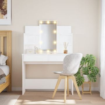 Vidaxl Toaletni stolić s LED svjetlima, bijeli, 96x40x142 cm