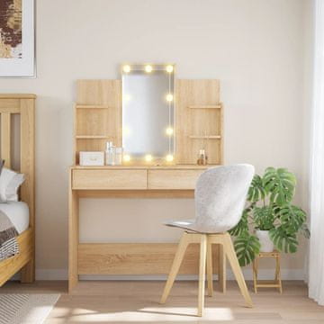 Vidaxl Toaletni stolić s LED svjetlima, hrast Sonoma, 96x40x142 cm