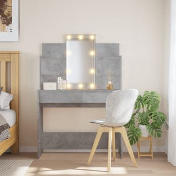 Vidaxl Toaletni stolić s LED svjetlima, betonsko sivi, 96x40x142 cm