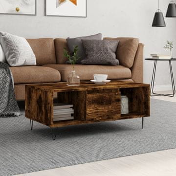 Vidaxl Klub stolić dimljeni hrast 90x50x36,5 cm