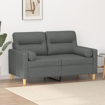 Vidaxl Dvosjed s jastucima, tamno siva, 120 cm, tkanina