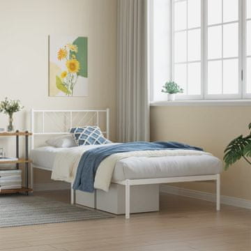 Vidaxl Metalni okvir kreveta s uzglavljem bijeli 80x200 cm