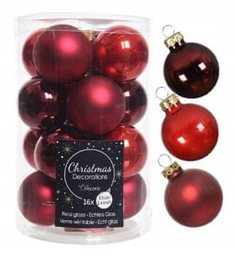Kaemingk Crvene okrugle staklene kuglice, set od 16 komada, 3,5 cm