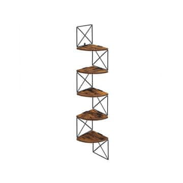 Songmics Kutna polica 5 razina 20x20x1275 cm smeđa