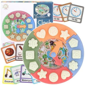 Nobo Kids EDUKATIVNI SAT DRVENA SLAGALICA ZA RAZVRSTAVANJE SATI UČENJA OBLICI