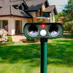 Netscroll Ultrazvučni solarni uređaj za tjeranje životinja i štetnika, solarni repelent za vrt, bez kemikalija, vodootporan, automatski senzor pokreta, za krtice, miševe i ptice, RepellentSensor